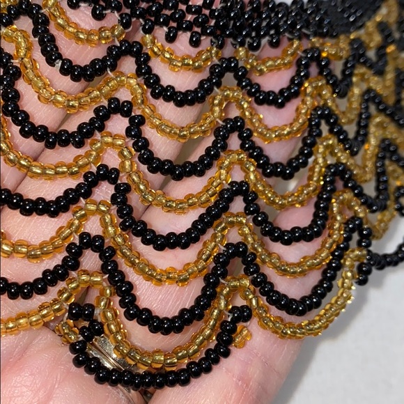 Black & Gold Seed Bead Necklace - Picture 2 of 11